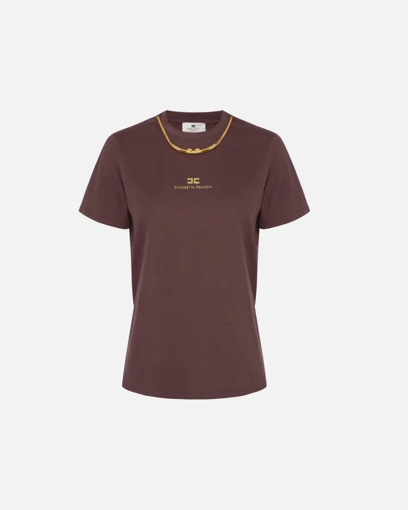 Elisabetta Franchi T -Shirt mit Halskette Vinaccia