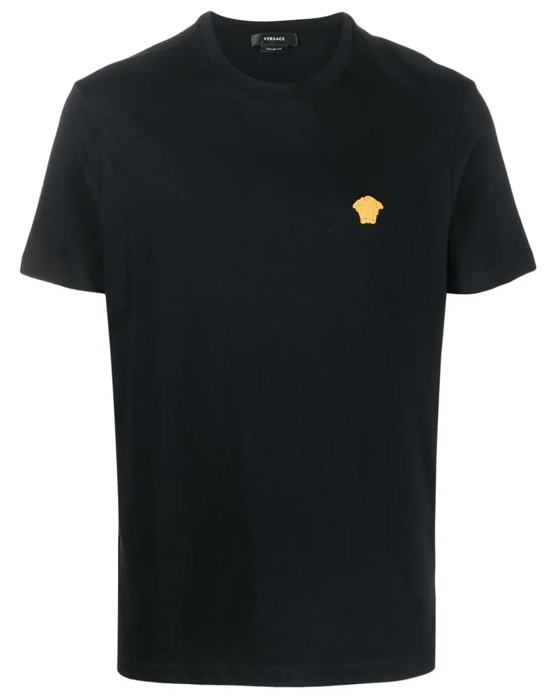 Versace Logo Baumwoll -T -Shirt Black