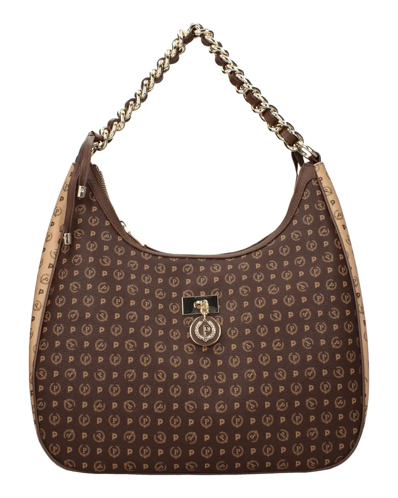 Pollini Damens Umhängetaschen PVC Braun/Creme -