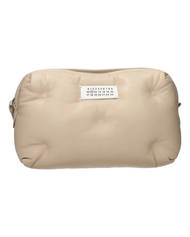 Maison Margiela Damens Beigefarbene Leder-Clutch -