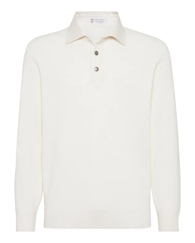 Brunello Cucinelli Cashmere Polo Shirt White