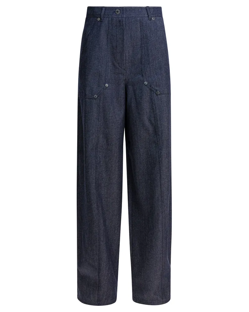 Max Mara Wollhose mit Denim-Effekt Blue