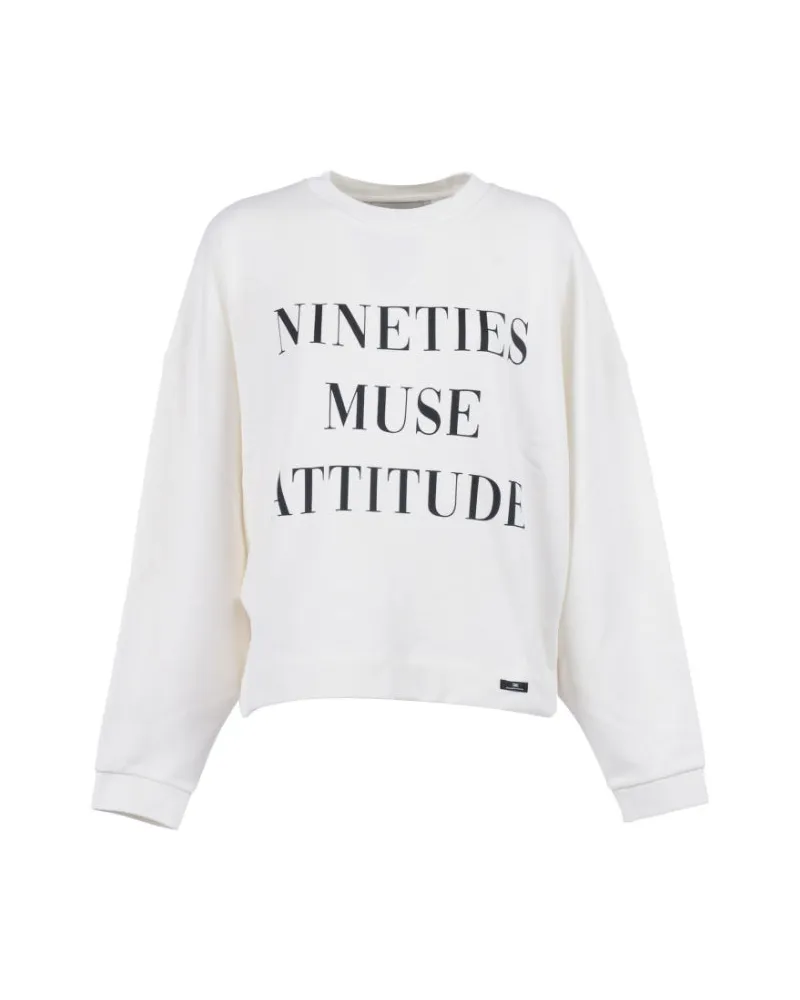 Elisabetta Franchi Sweatshirt mit Schriftzahl Gesso
