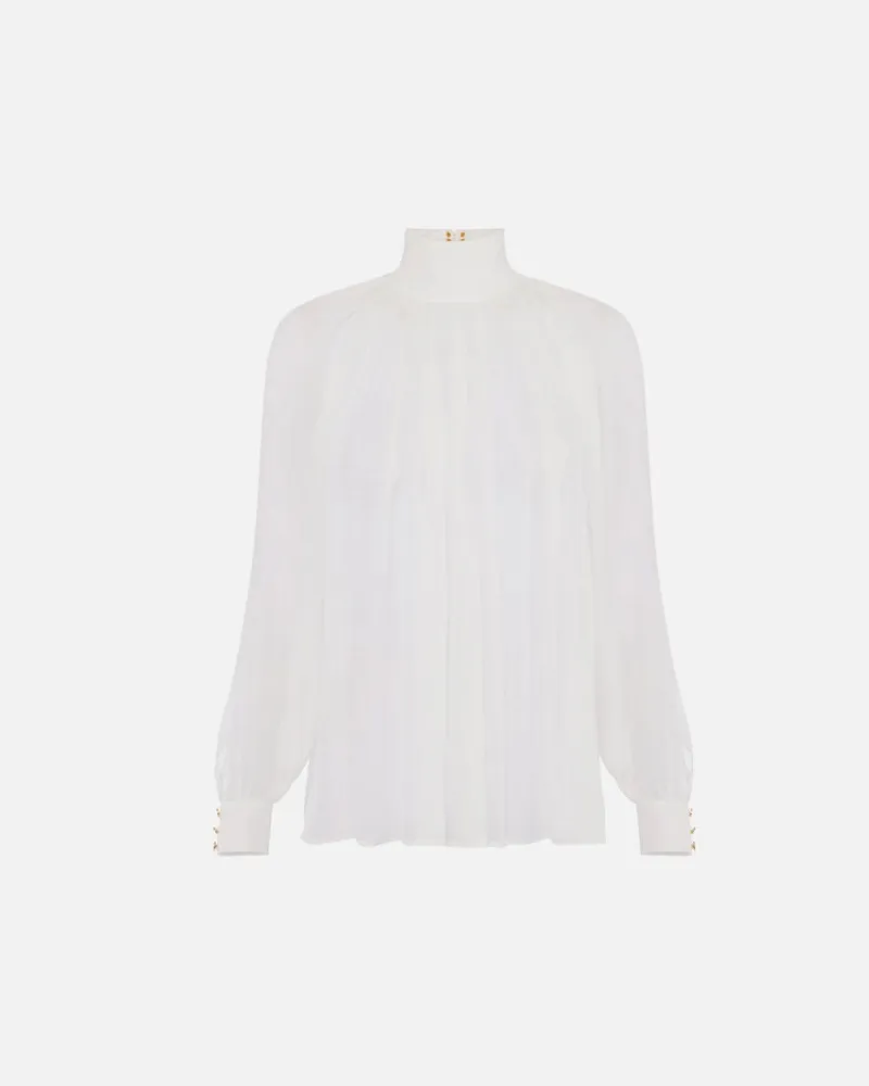 Elisabetta Franchi Voile Bluse Ivory