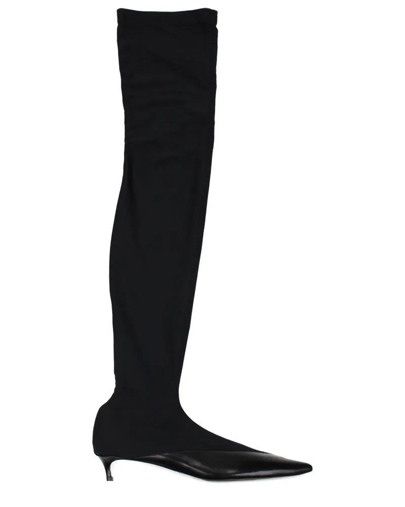 Givenchy Damens Oberschenkelhohe Stiefel Stoff Schwarz -