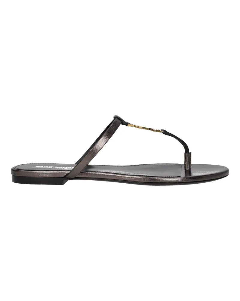 Saint Laurent Infradito Frau Lederbraun/Bronze -