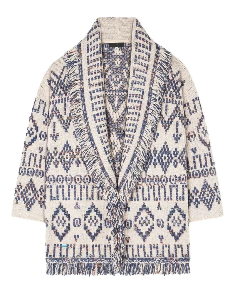 Alanui Grunge schlug Wolle Strickjacke White