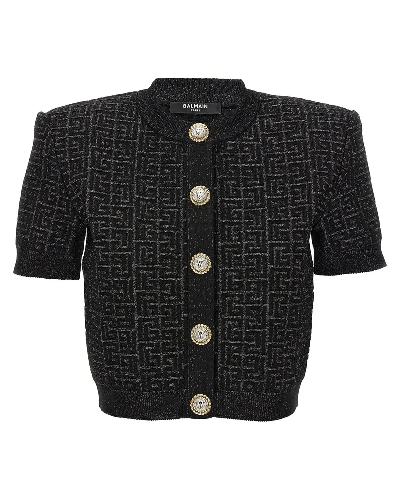 Balmain Monogramm' gekürztes Strickjacken Black