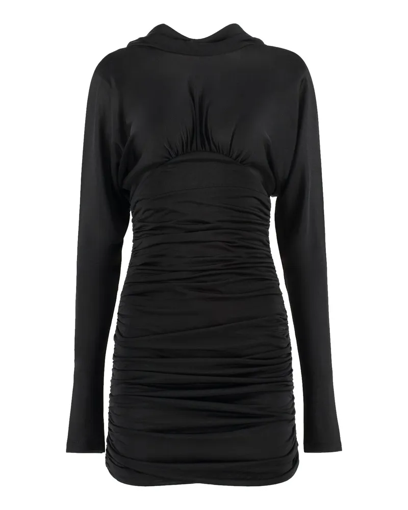 Saint Laurent Cowl Back Mini Kleid Schwarz