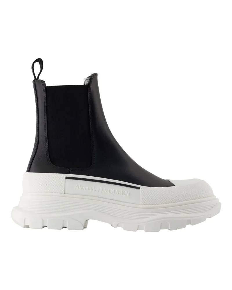 Alexander McQueen Hochgummi -Knöchelstiefel  Leder schwarz Black