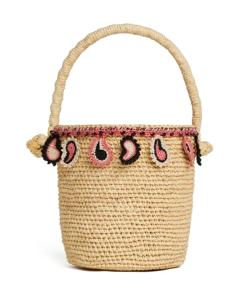 Alanui Paisley Raffia Eimer -Tasche Beige