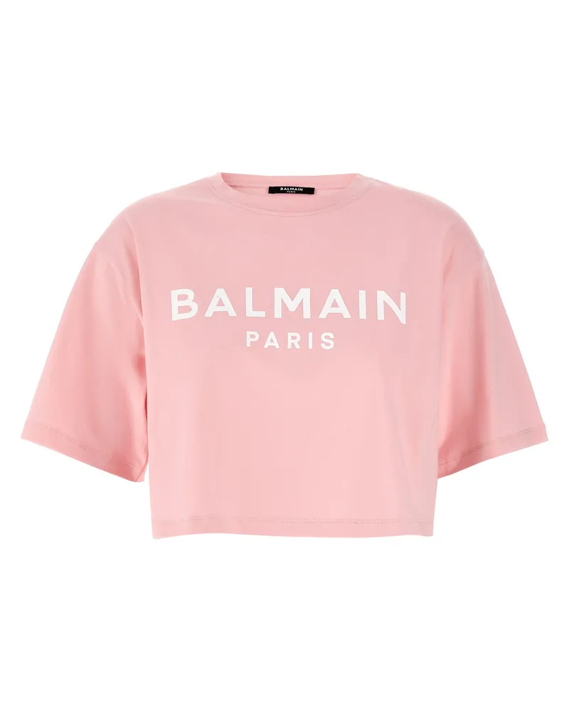 Balmain Logo Ernte -T -Shirt Pink