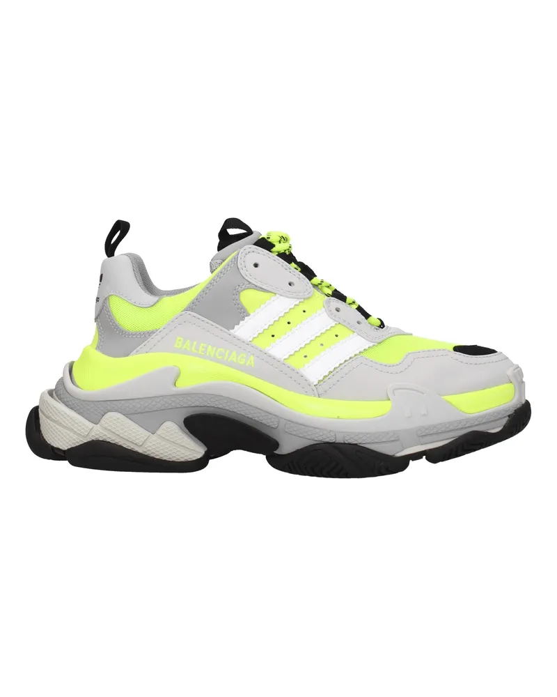 Balenciaga Turnschuhe Adidas Triple S Männer's Stoff Grau/Fluoreszierendes Gelb -