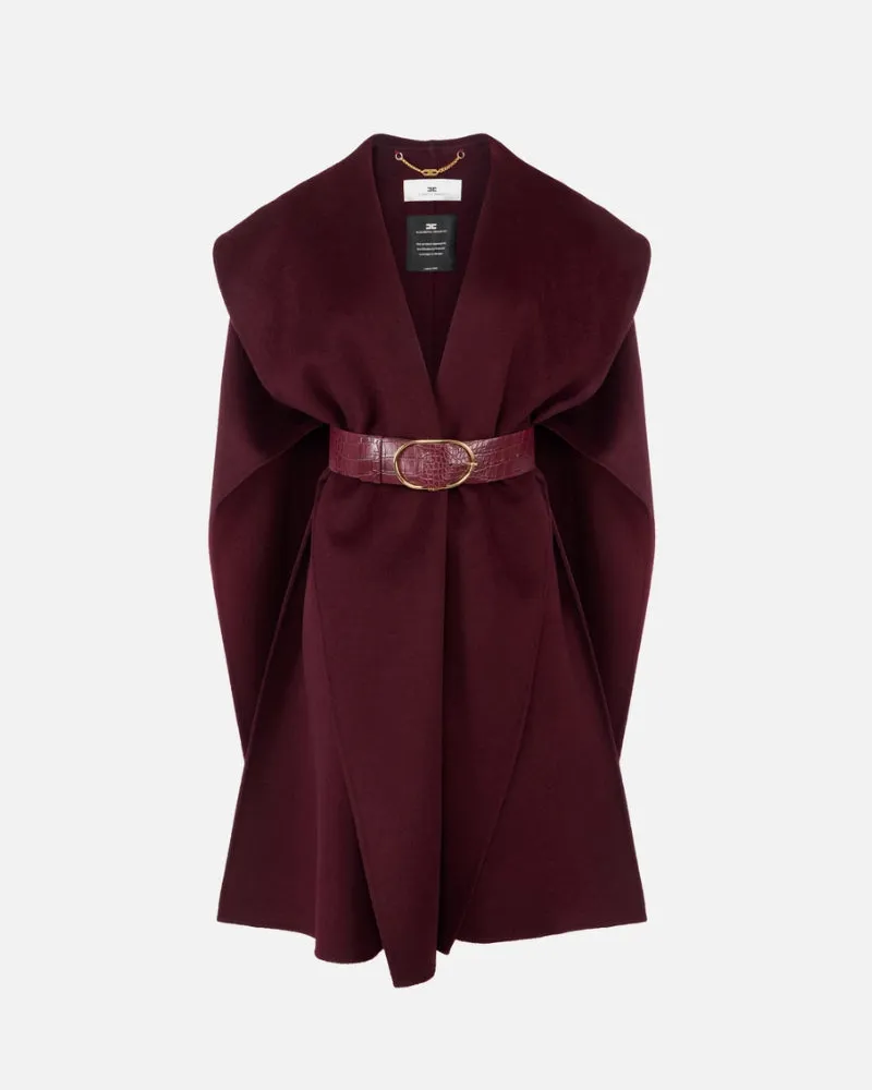 Elisabetta Franchi Cape Coat Merlot