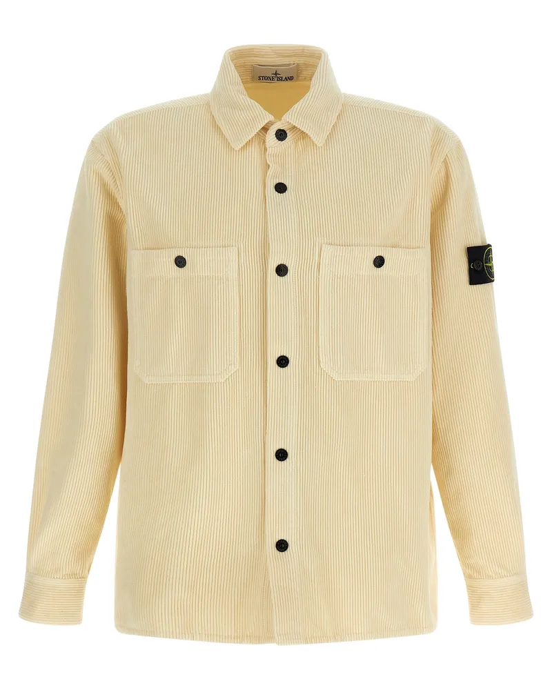Stone Island Ripped Samt Overshirt Beige