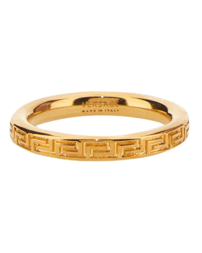 Versace Anello Con Chiave Greca Incisa Gold