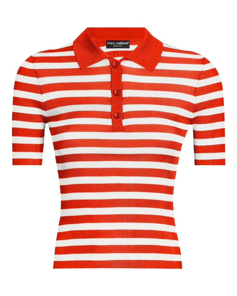 Dolce & Gabbana gestreiftes Polo -Hemd Red