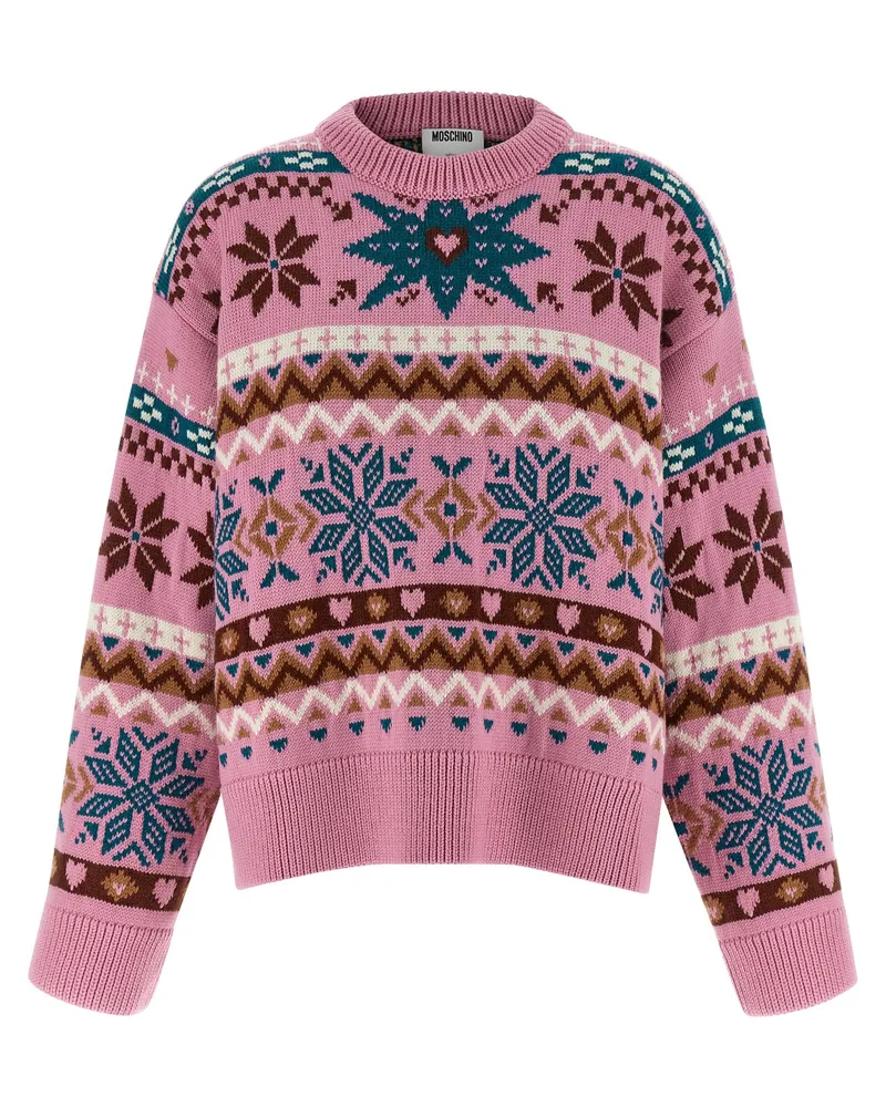 Moschino intarsien Wollpullover Pink