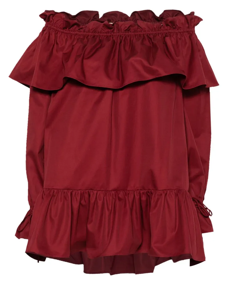 Saint Laurent Cotton Twill Mini Kleid Red