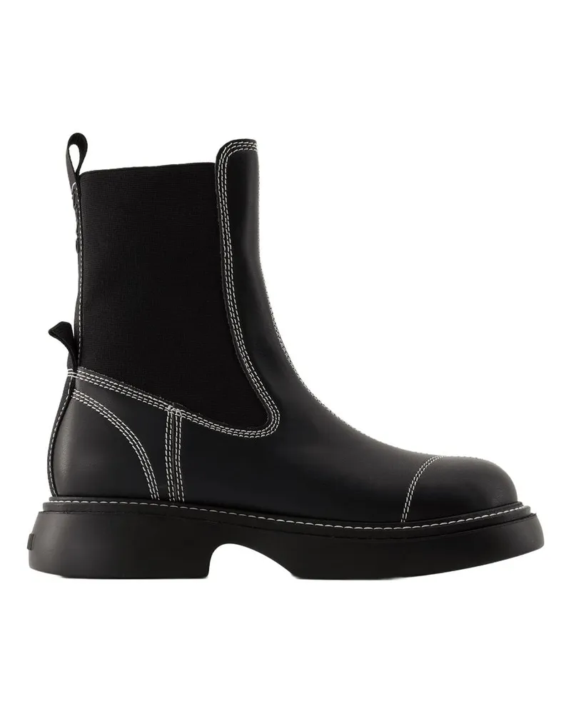 Ganni Jeden Tag Mid Chelsea Boots  Black Black
