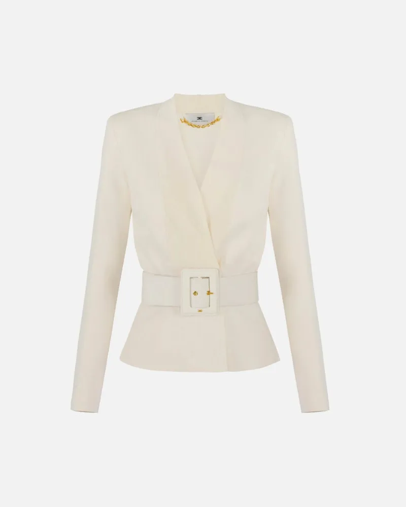 Elisabetta Franchi Strickjacke mit Gürtel Latte