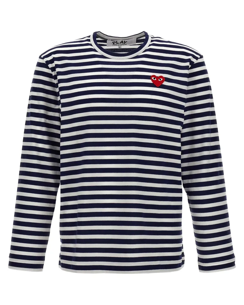 Comme des Garçons Comme des Garçons Spiel Logo Patch Stripes T -Shirt Blue