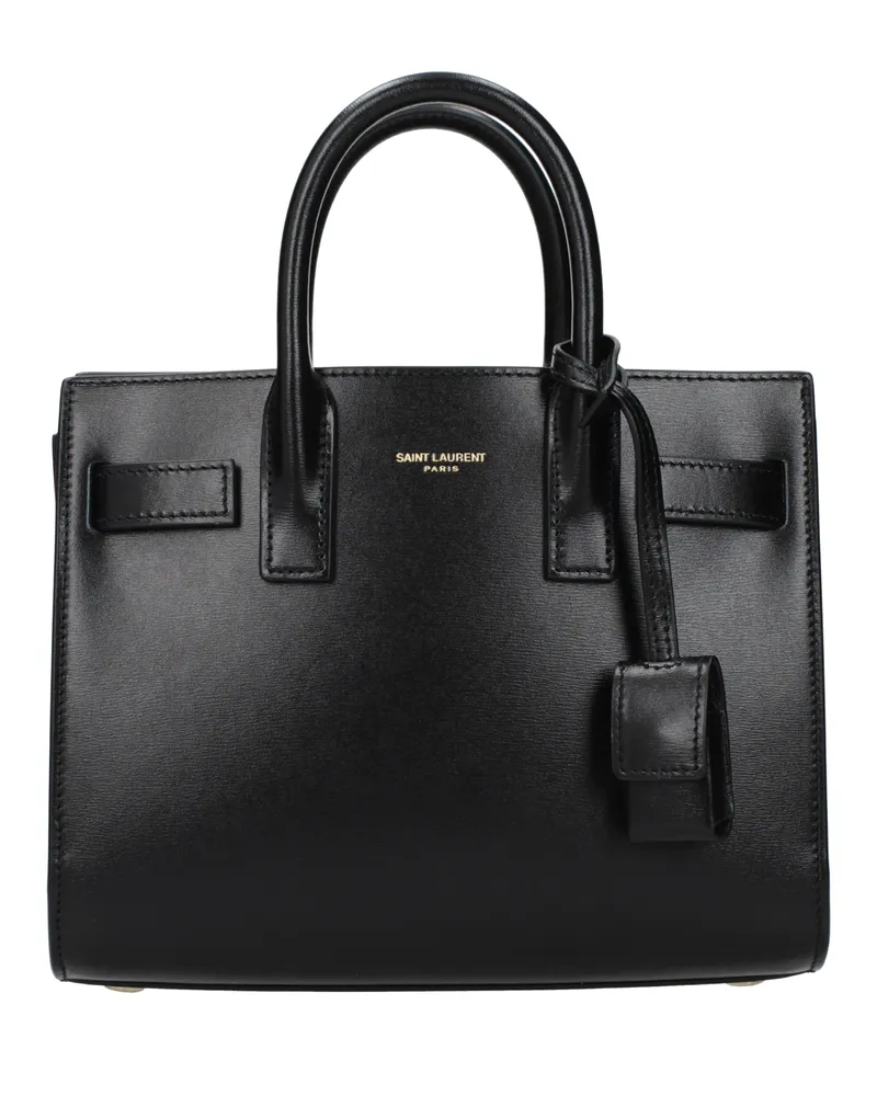 Saint Laurent Handtasche Sac De Jour Damens Schwarzes Leder -