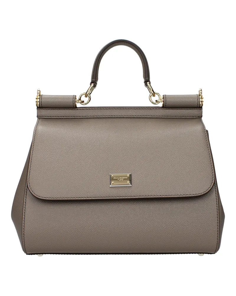 Dolce & Gabbana Dolce&Gabbana Damens Sicily Handtaschen Grau/helles Schlammleder -