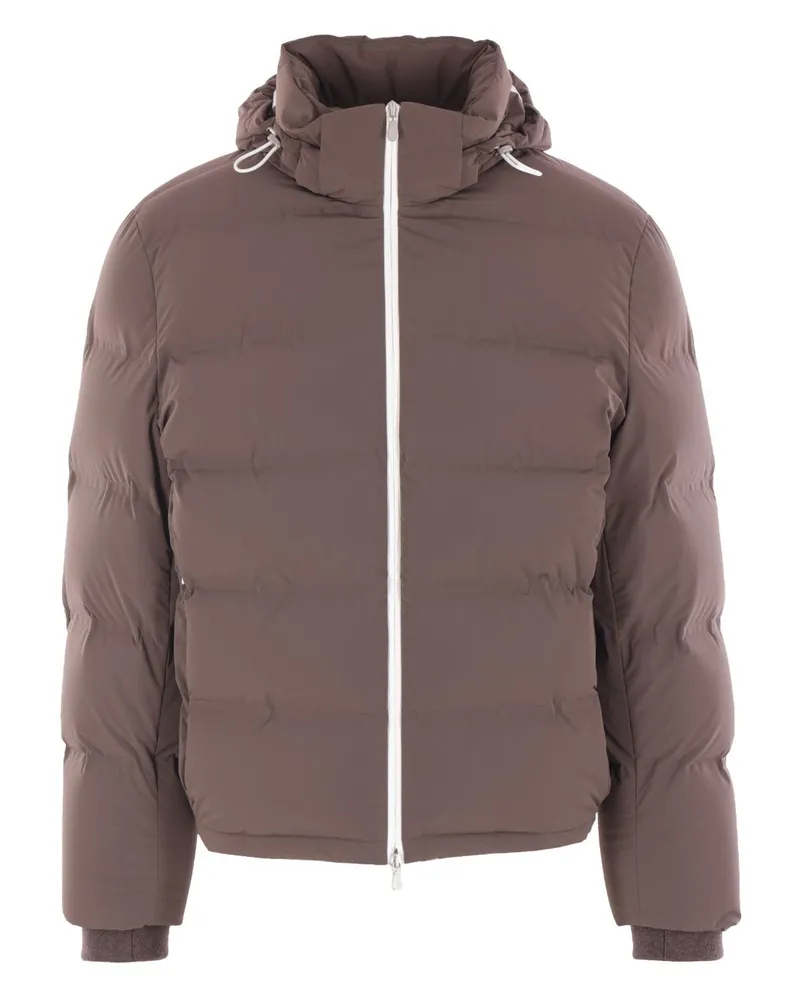 Brunello Cucinelli Nylon Down Jacke Brown