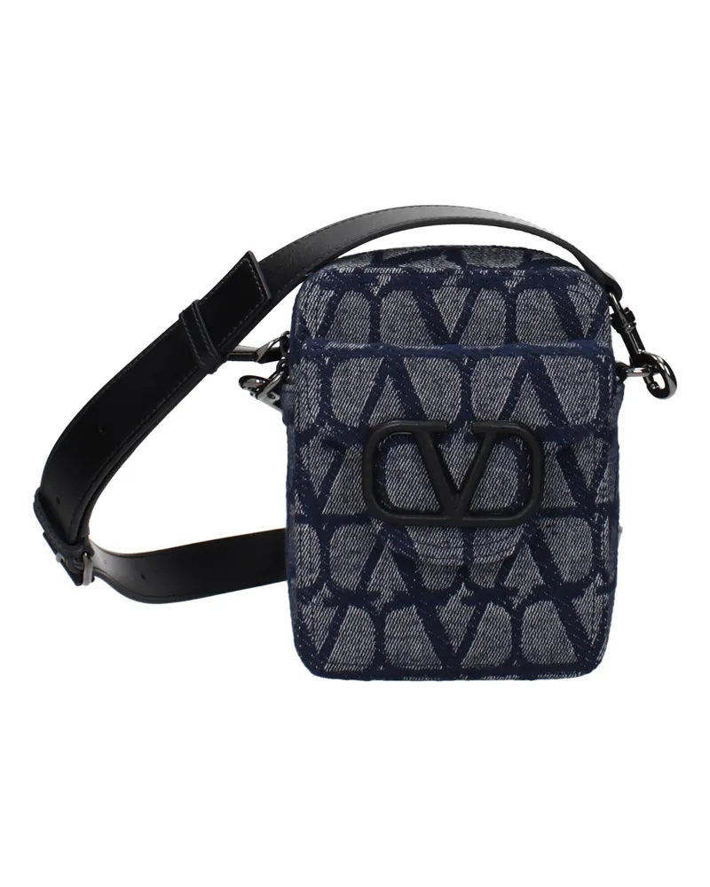 Valentino Garavani Herrens Umhängetaschen Blau/Jeansstoff -