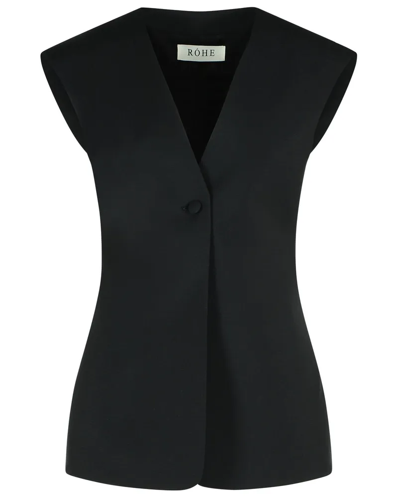 Róhe ärmellose Bluse in schwarzen jungfräulichen Wollmischungen Black