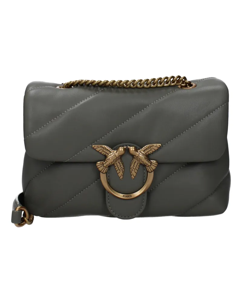 Pinko Damens Love Puff Umhängetasche aus grünem Leder/Vetiver -