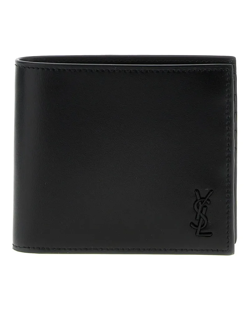 Saint Laurent Logo Leder Brieftasche Schwarz