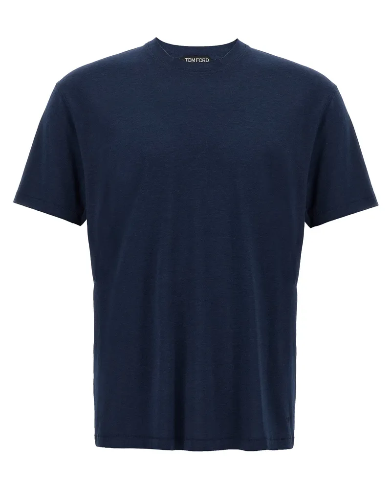 Tom Ford Logo Stickhemd Blue