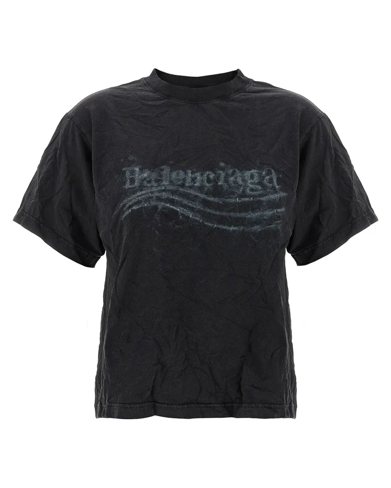 Balenciaga Washed Crayon Political“ T-Shirt Black