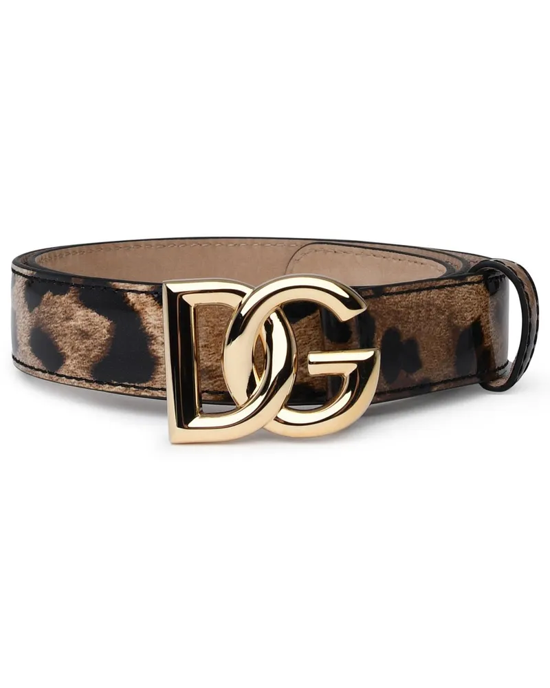 Dolce & Gabbana zwei farblich glänzende Leargürtel Brown