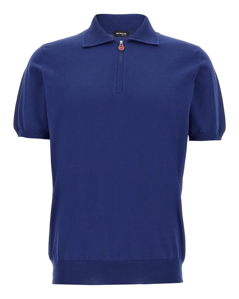 Kiton Wabe Polo -Hemd Blue