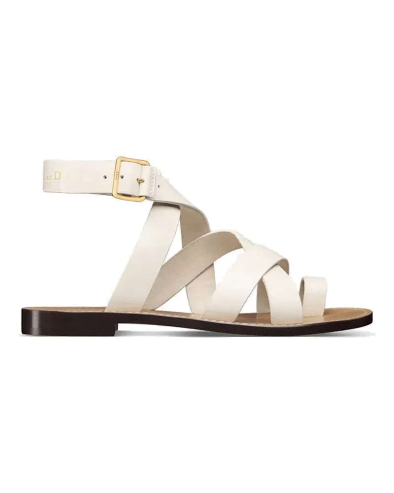 Dior Sun Leder flache Sandalen White