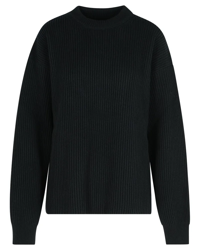 Jil Sander Black Woll Crew Neck Pullover Black