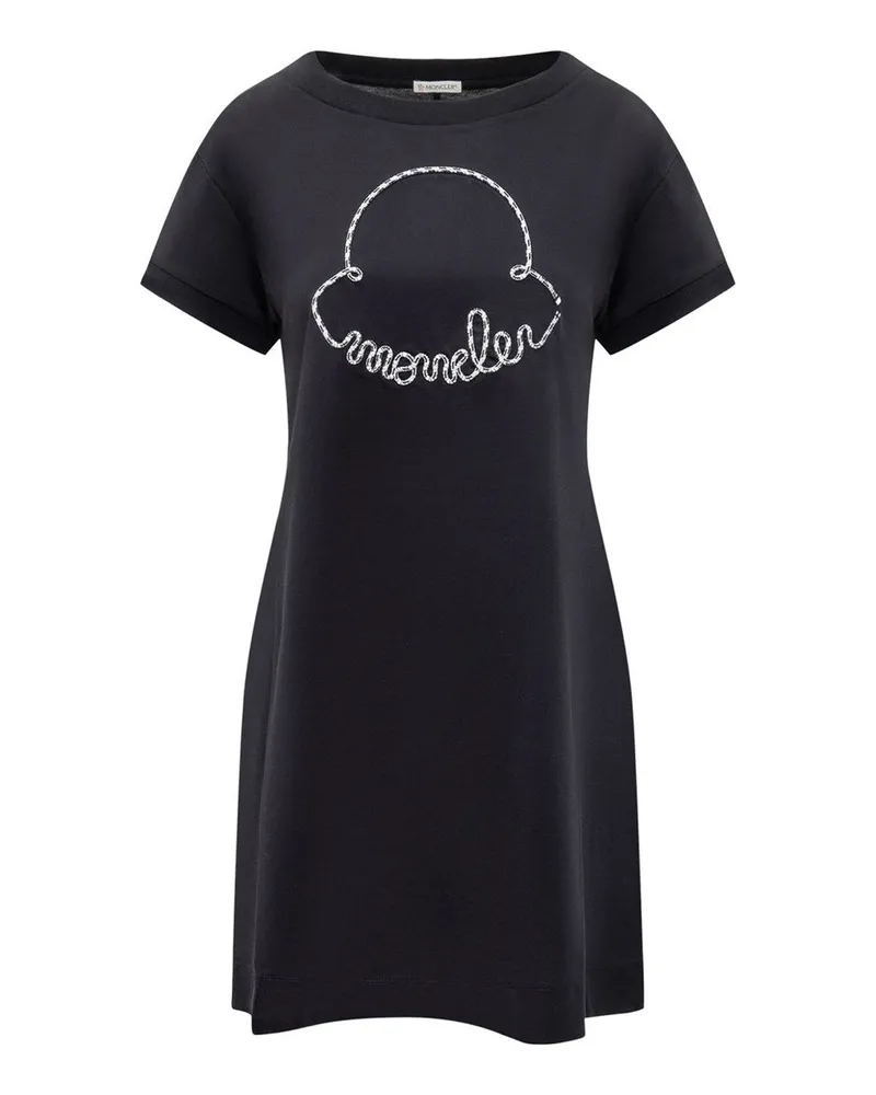Moncler Cotton Logo Mini Kleid Blue