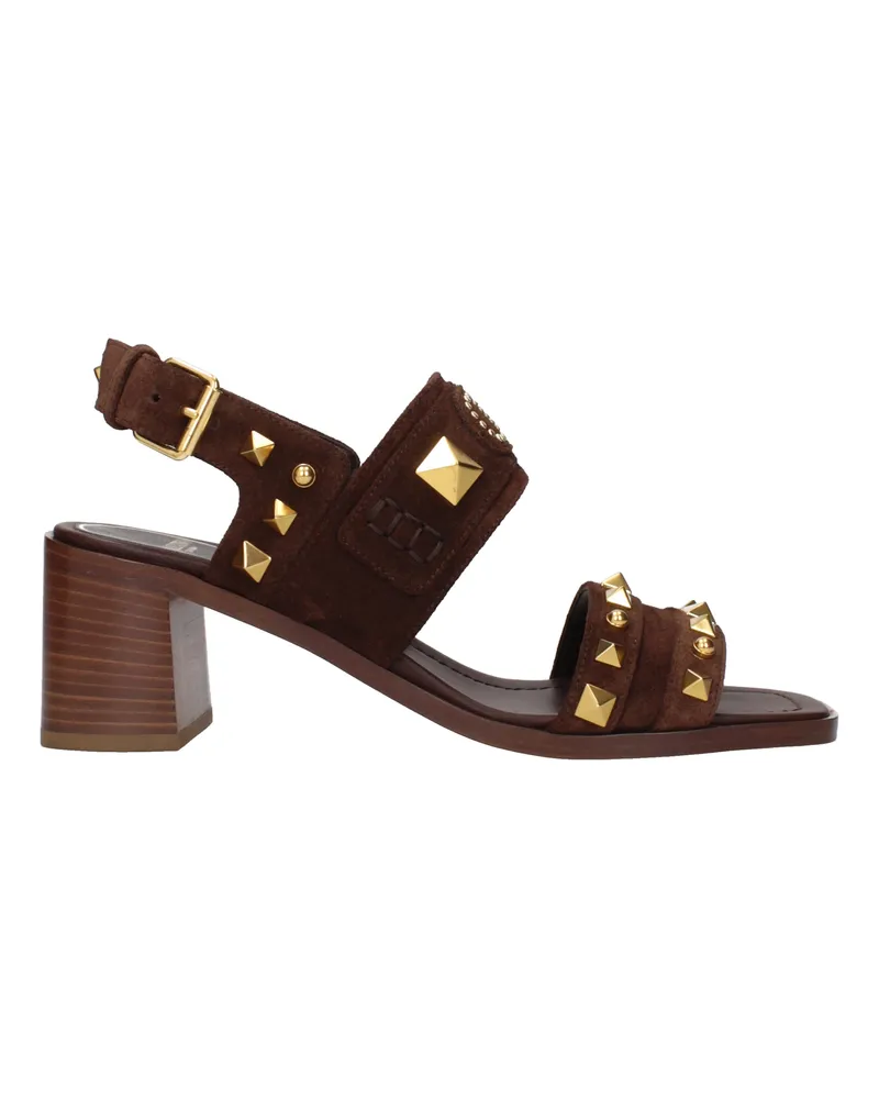 Valentino Garavani Damens Sandalen Wildleder Braun/Dunkle Schokolade -