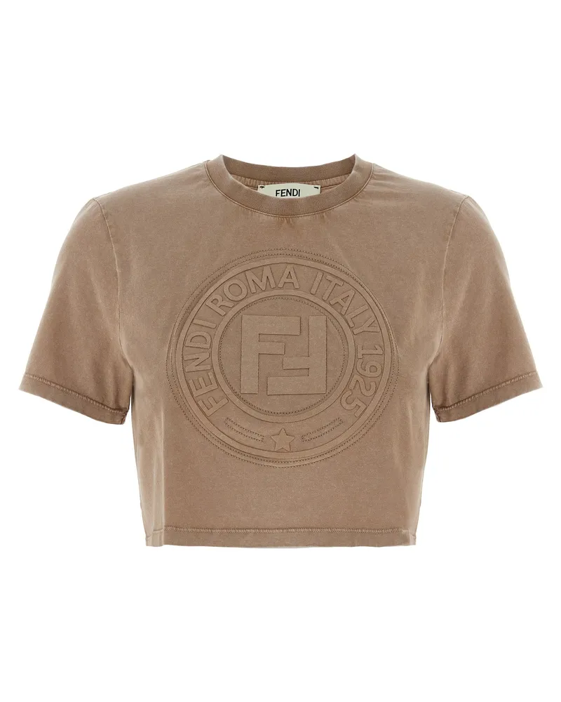Fendi 3 D 'Fendi Roma' T -Shirt Brown