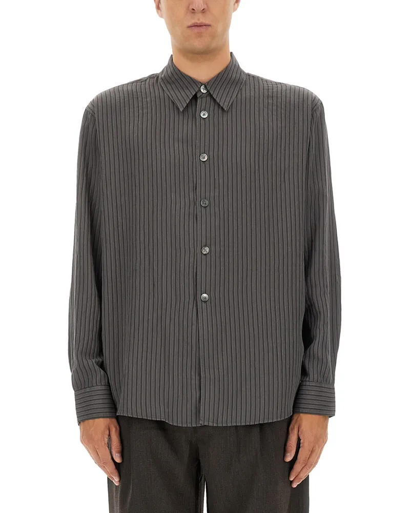 Our Legacy Unser Vermächtnis kontrastierende gestreifte Hemd Grey