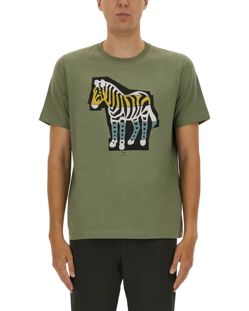 Paul Smith PS von Paul Smith "Zebra Ausschnitt" T -Shirt Green