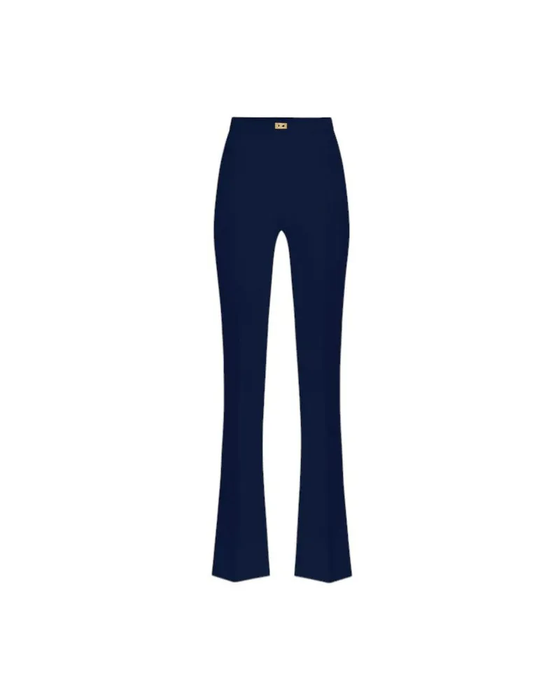 Elisabetta Franchi Flared Hosen mit Logoplatte Blue