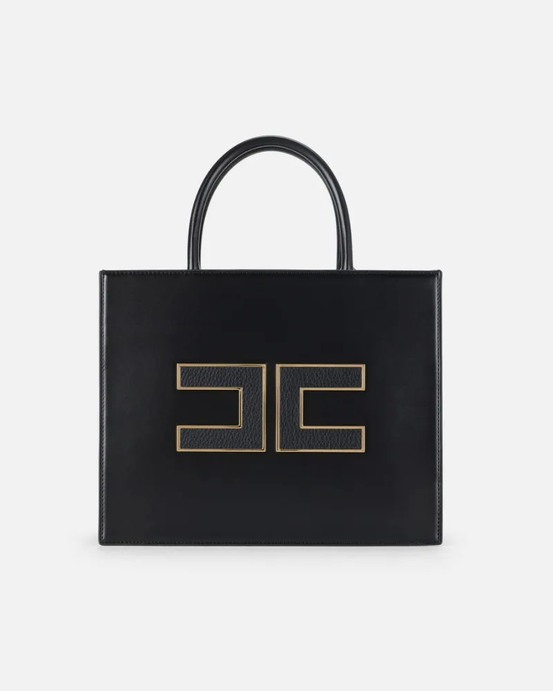 Elisabetta Franchi Big Tote mit Logo Black