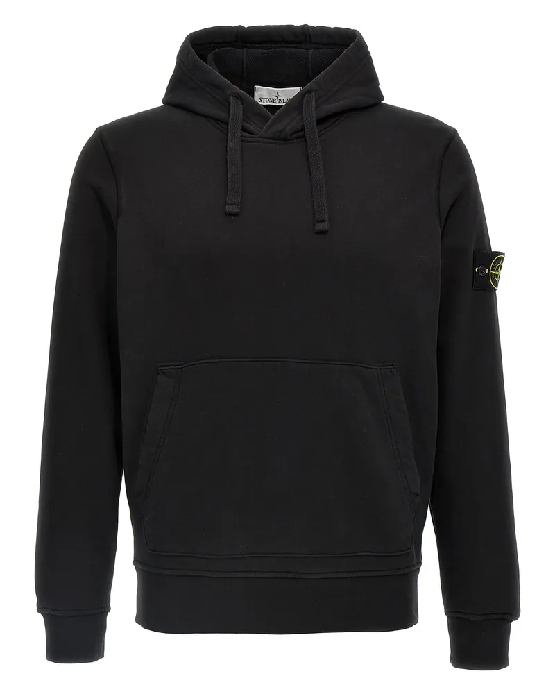 Stone Island Logo Badge Hoodie Black