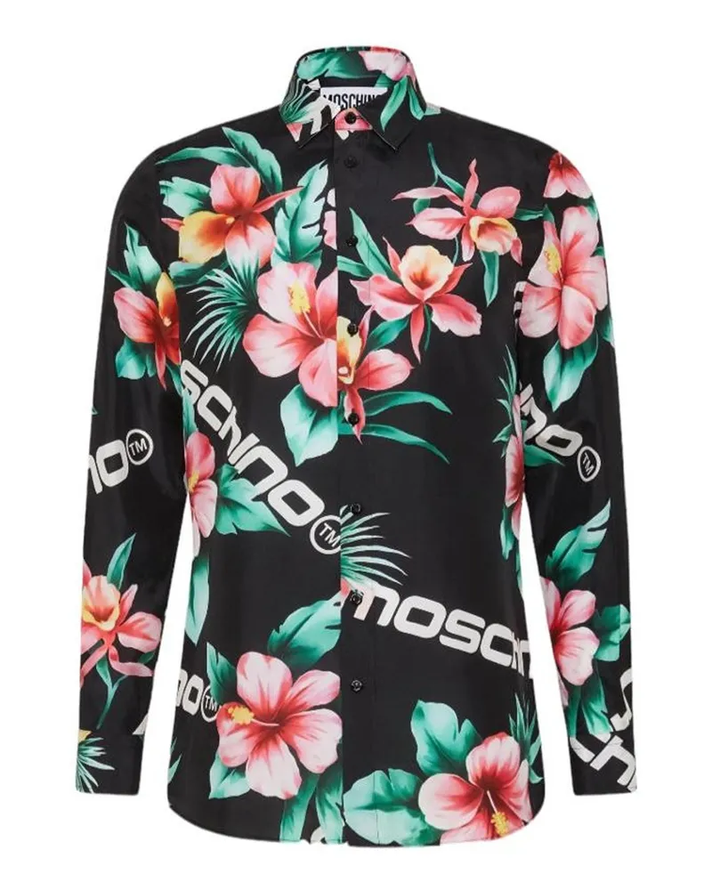 Moschino Couture Seidengedruckter Hemd Schwarz