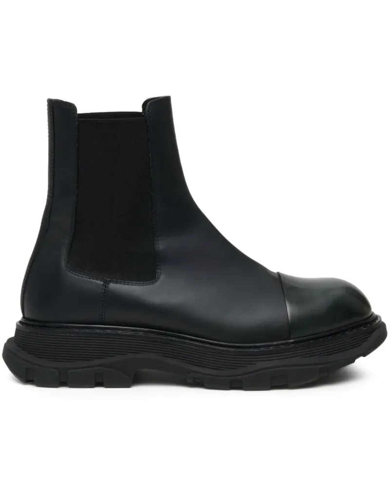 Alexander McQueen Alexander MC Queen Leder Chelsea Stiefel Black
