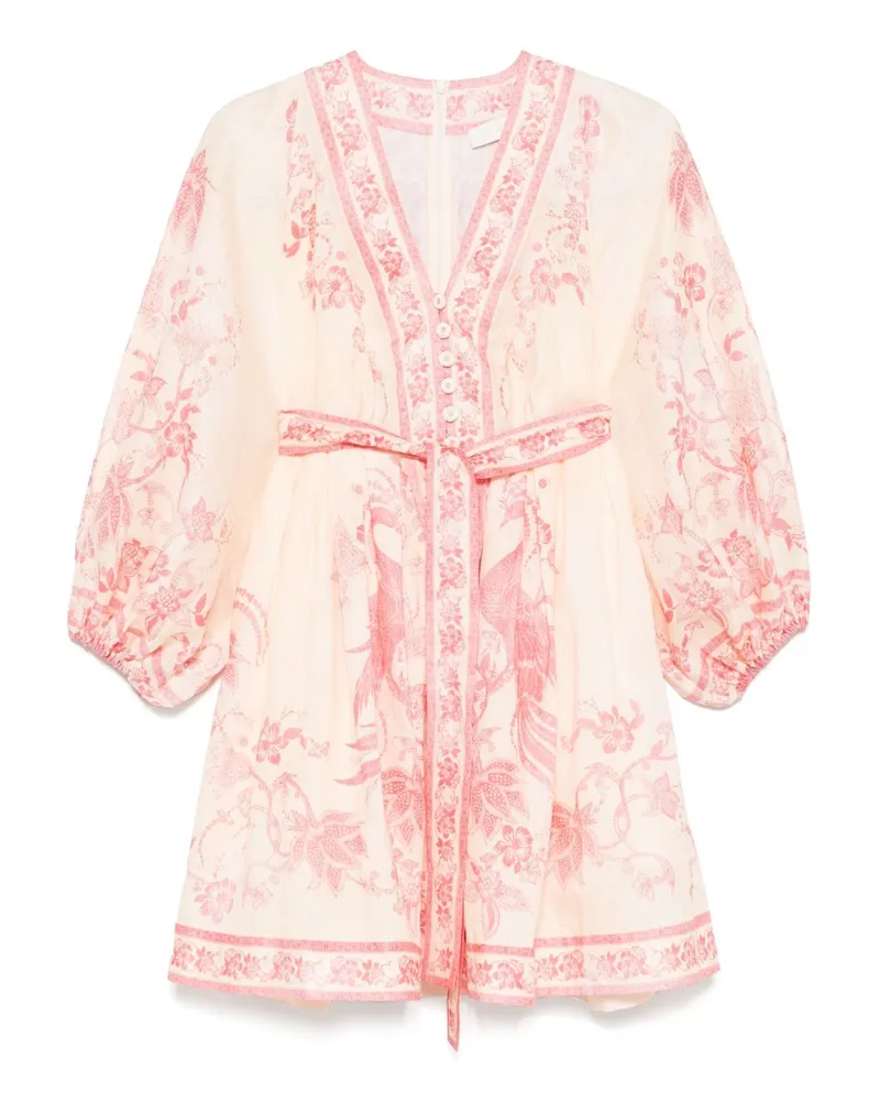 Zimmermann Lucky Printed Mini Kleid Pink
